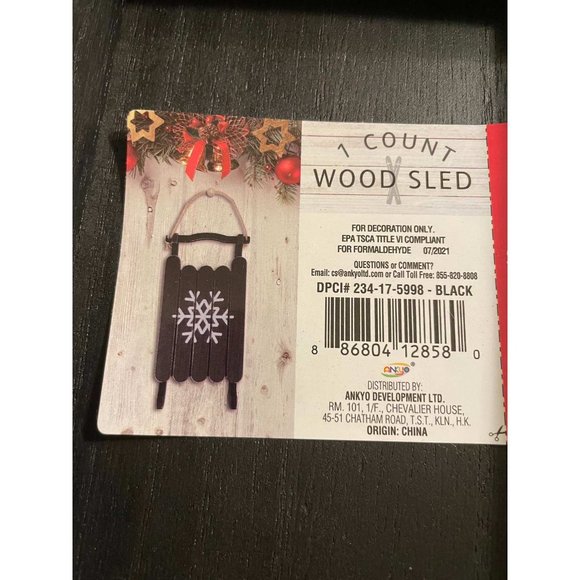Winter Farmhouse Snowflake Decorations Hangable Wood Sleds Pkg of 2 - Picture 3 of 5